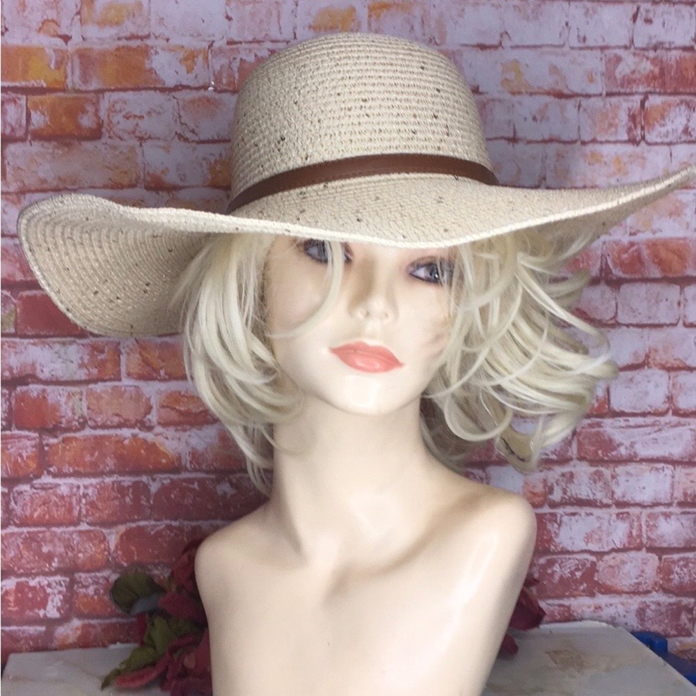 Indigo Soul Wide Brim Straw Sunhat with Gold Sequins